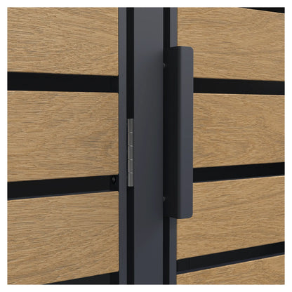 Türscharnier und Griff Holzoptik – Holzmaserung und Metallscharnier